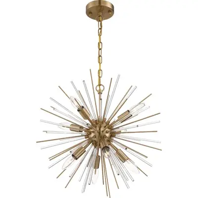 Space Age Elegance: Striking Starburst Design with Vintage Brass & Glass - Image 4