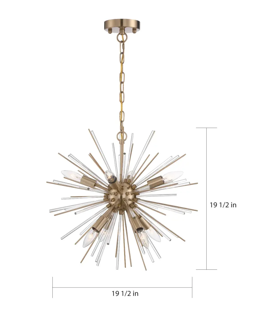 Space Age Elegance: Striking Starburst Design with Vintage Brass & Glass - Image 7