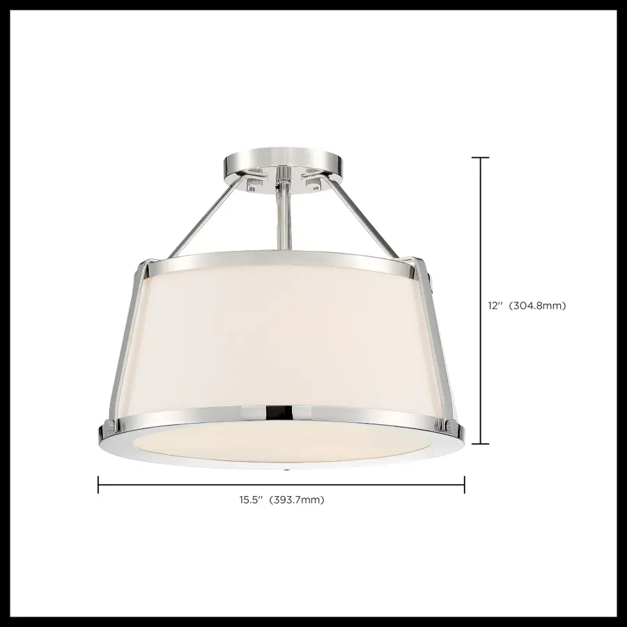 Cutty 3-Light Semi-Flush Ceiling Fixture in Polished Nickel - Image 5
