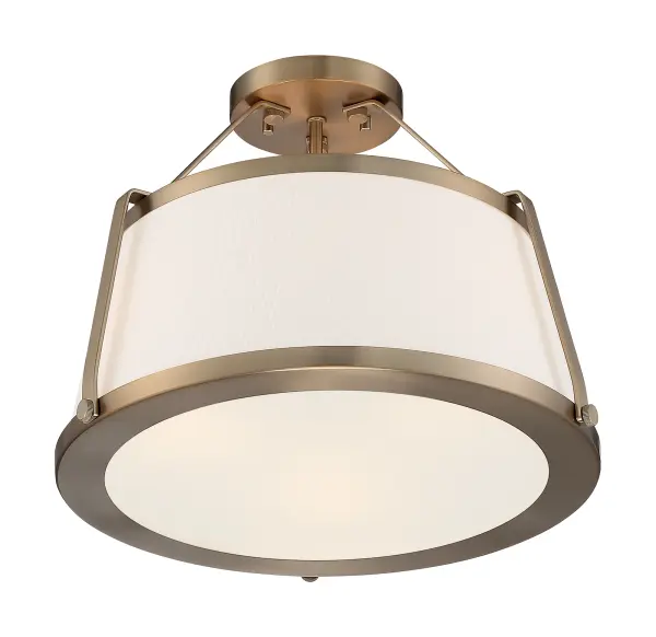 Cutty 3-Light Semi-Flush Ceiling Fixture in Burnished Brass - Image 2