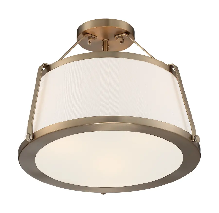 Cutty 3-Light Semi-Flush Ceiling Fixture in Burnished Brass - Image 2