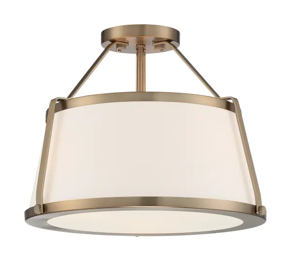 Cutty 3-Light Semi-Flush Ceiling Fixture in Burnished Brass - Image 3