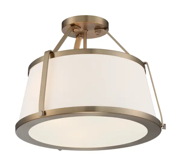 Cutty 3-Light Semi-Flush Ceiling Fixture in Burnished Brass - Image 4