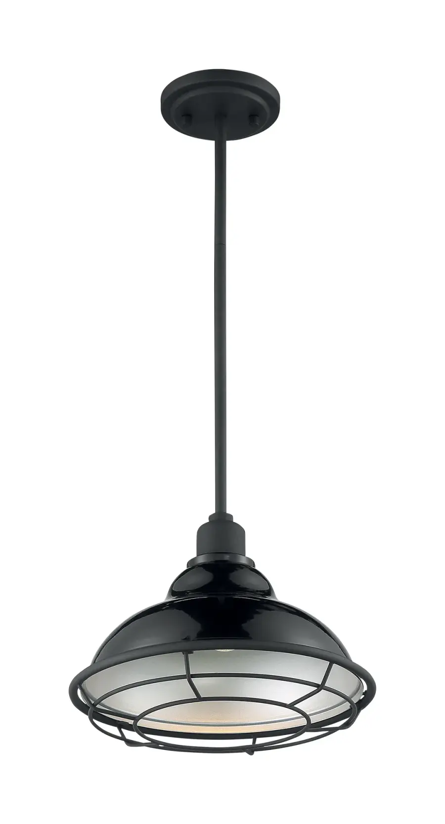Newbridge Large Pendant - Gloss Black with Silver Reflector - Image 1