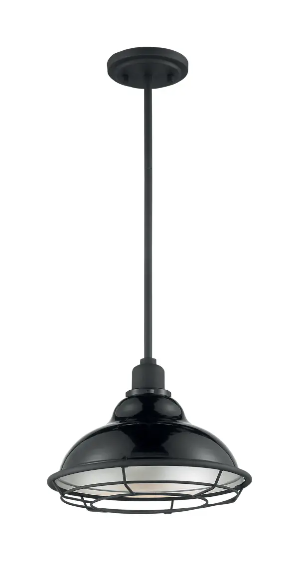 Newbridge Large Pendant - Gloss Black with Silver Reflector - Image 3