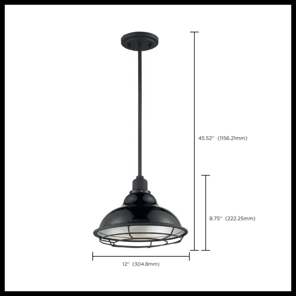 Newbridge Large Pendant - Gloss Black with Silver Reflector - Image 4