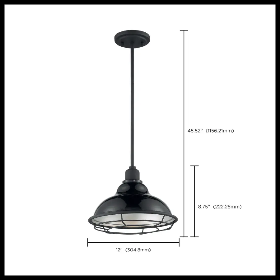 Newbridge Large Pendant - Gloss Black with Silver Reflector - Image 4