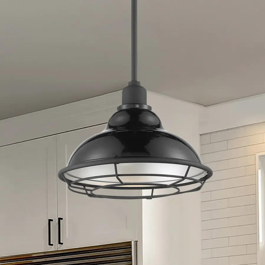Newbridge Large Pendant - Gloss Black with Silver Reflector - Image 6