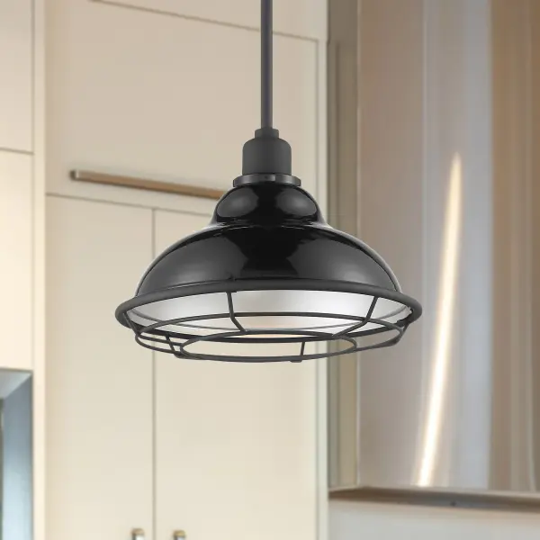 Newbridge Large Pendant - Gloss Black with Silver Reflector - Image 8