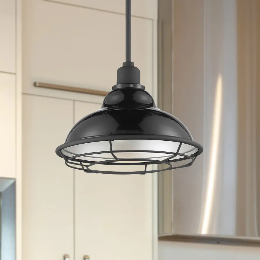 Newbridge Large Pendant - Gloss Black with Silver Reflector - Image 8