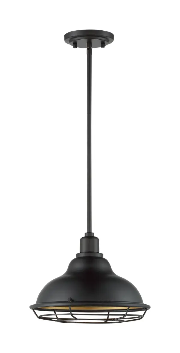 Newbridge Large Pendant with Cage - Dark Bronze & Gold - Image 3