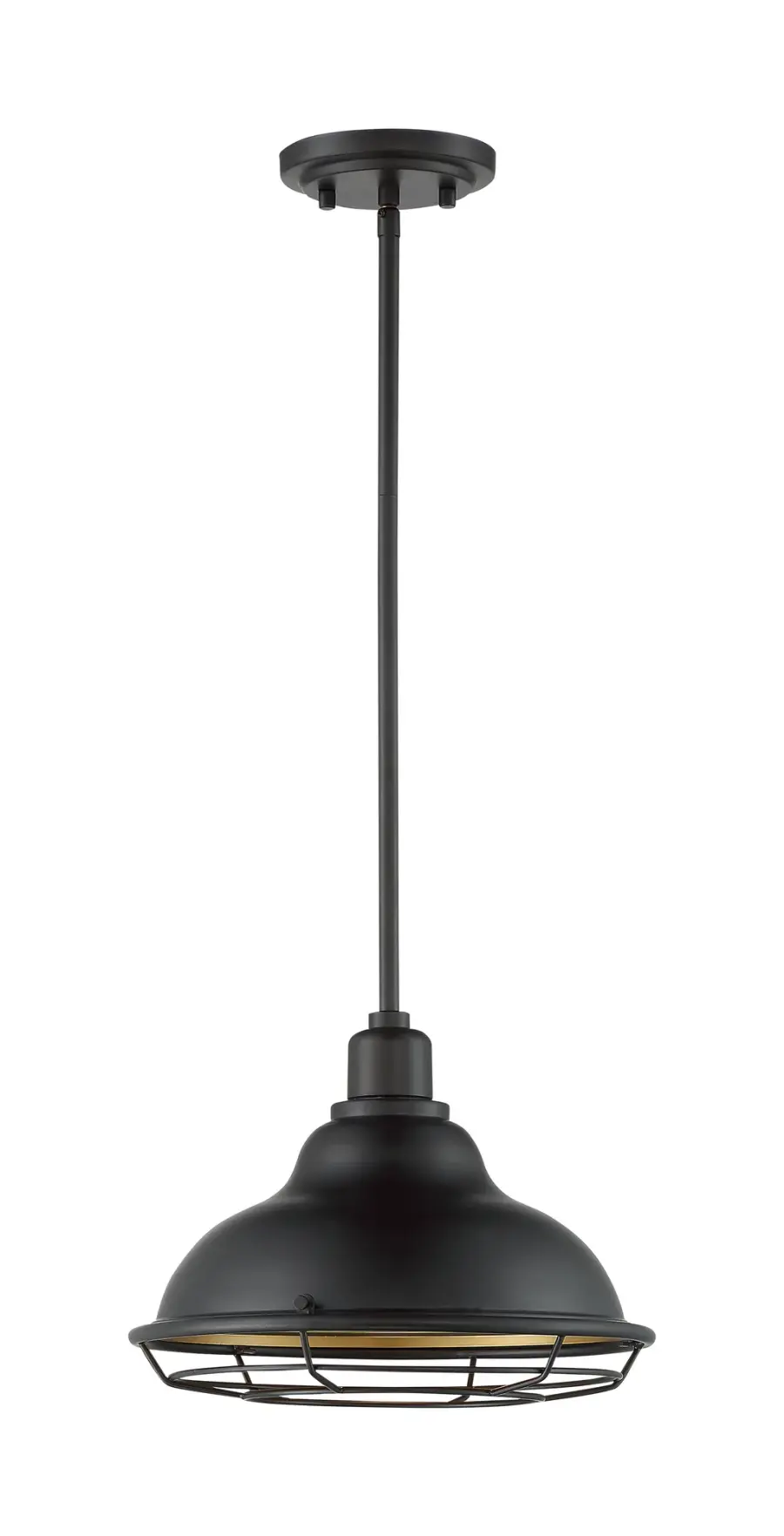 Newbridge Large Pendant with Cage - Dark Bronze & Gold - Image 3