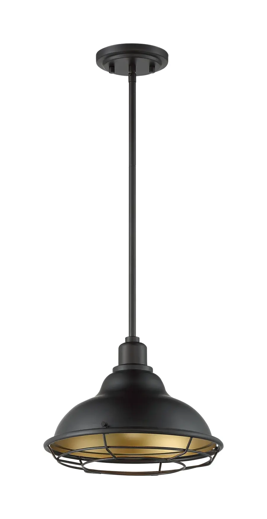Newbridge Large Pendant with Cage - Dark Bronze & Gold - Image 4