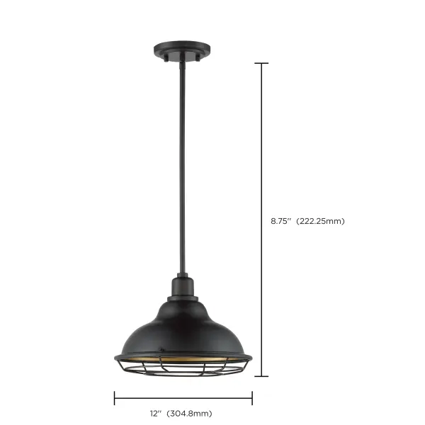 Newbridge Large Pendant with Cage - Dark Bronze & Gold - Image 5