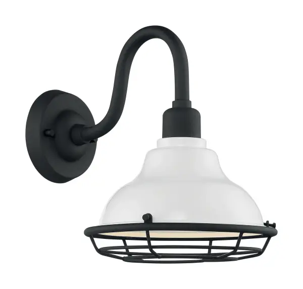 Newbridge Small Outdoor Wall Sconce - Gloss White with Textured Black - Image 2