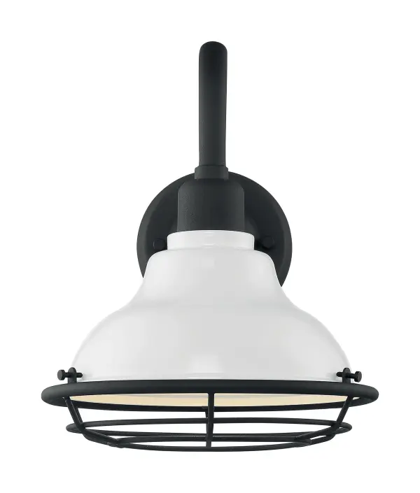 Newbridge Small Outdoor Wall Sconce - Gloss White with Textured Black - Image 3