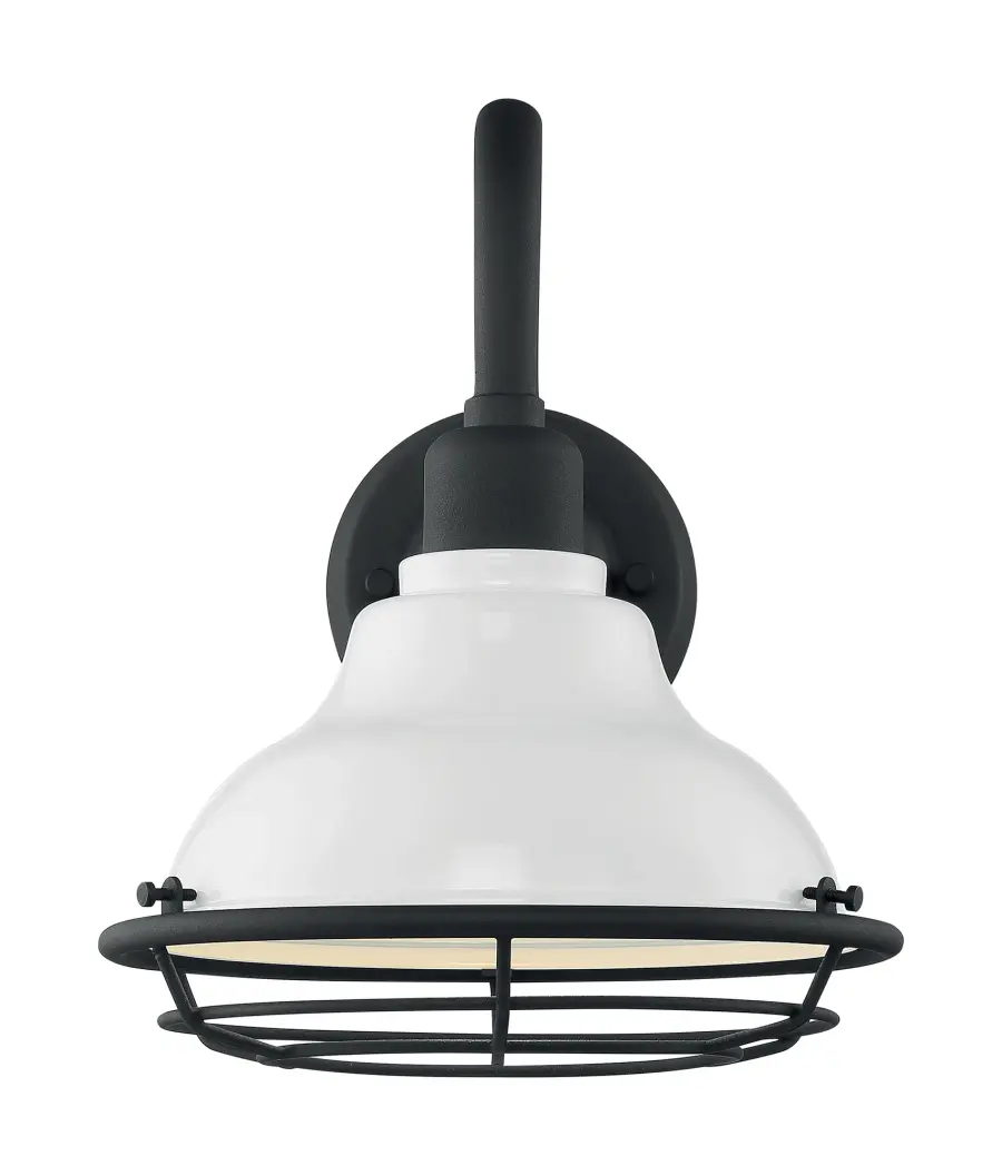 Newbridge Small Outdoor Wall Sconce - Gloss White with Textured Black - Image 3