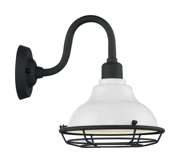 Newbridge Small Outdoor Wall Sconce - Gloss White with Textured Black - Image 4