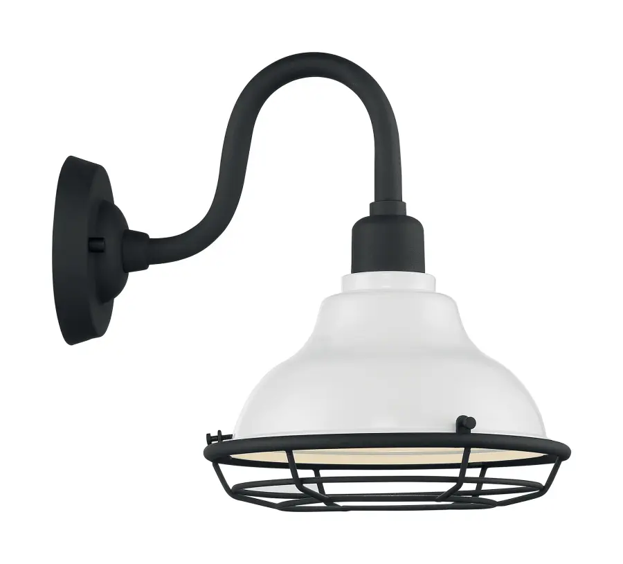 Newbridge Small Outdoor Wall Sconce - Gloss White with Textured Black - Image 4