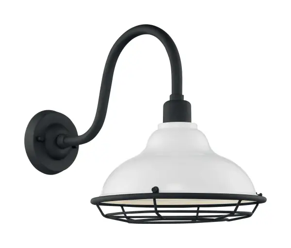 Newbridge Large Outdoor Wall Sconce - Gloss White with Black Accents - Image 2
