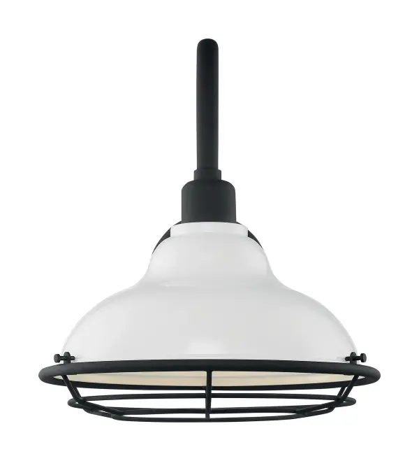 Newbridge Large Outdoor Wall Sconce - Gloss White with Black Accents - Image 3