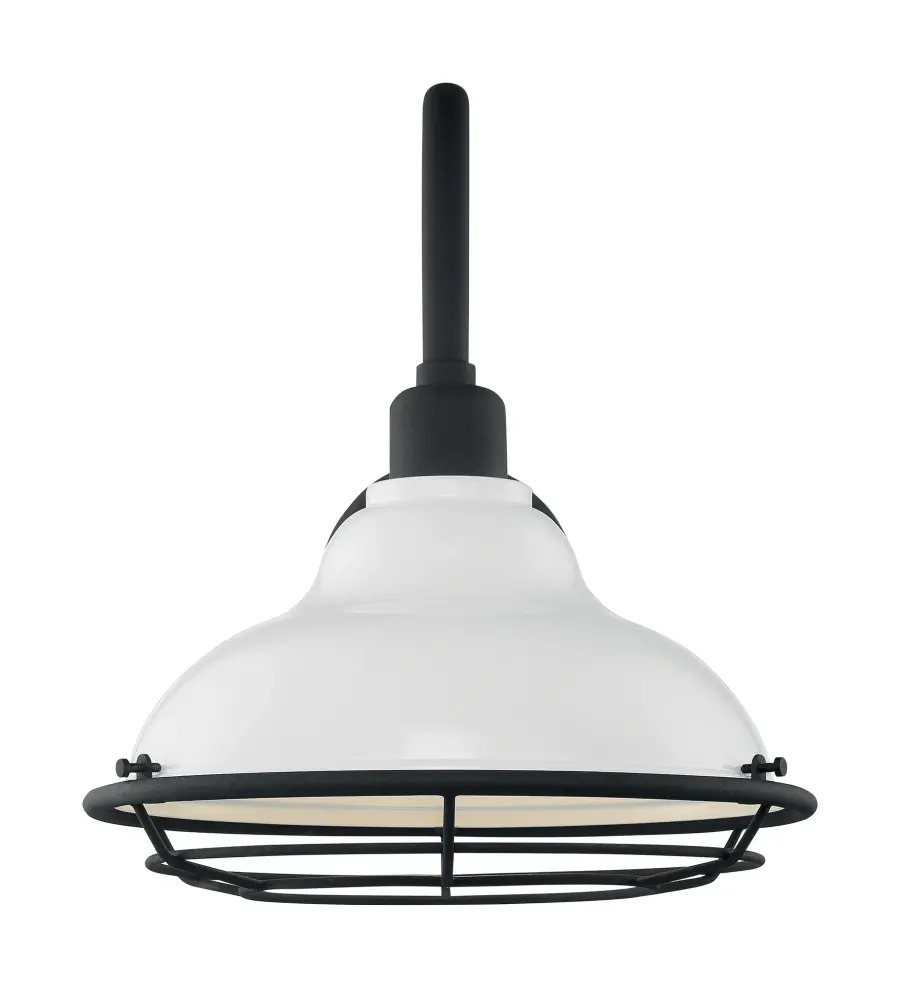 Newbridge Large Outdoor Wall Sconce - Gloss White with Black Accents - Image 3