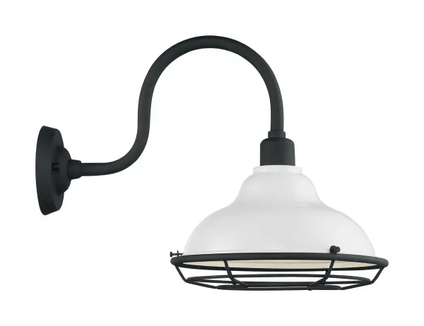 Newbridge Large Outdoor Wall Sconce - Gloss White with Black Accents - Image 4