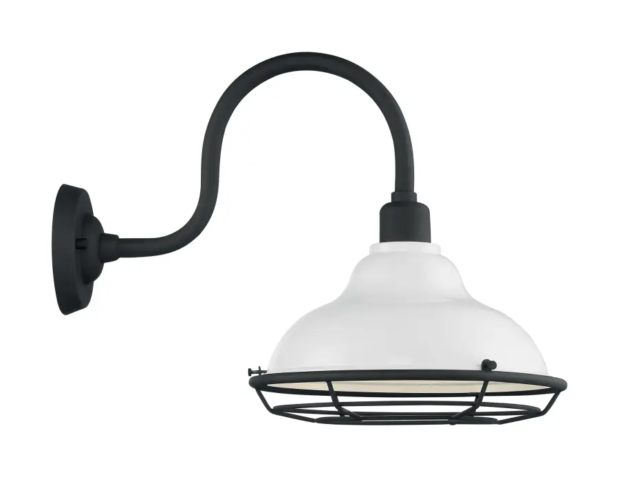 Newbridge Large Outdoor Wall Sconce - Gloss White with Black Accents - Image 4