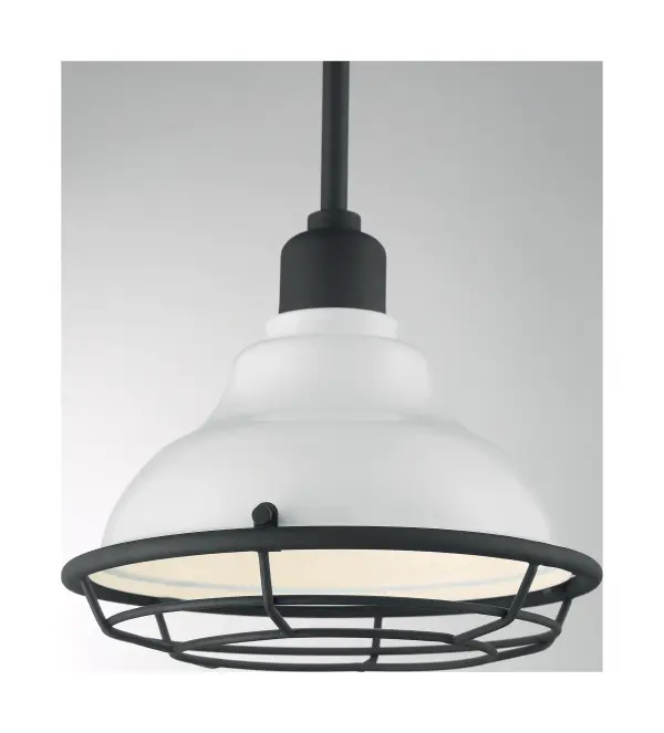 Newbridge Small Pendant Light - Gloss White with Textured Black Accents - Image 3