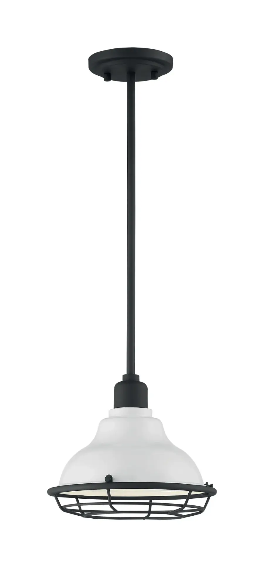 Newbridge Small Pendant Light - Gloss White with Textured Black Accents - Image 4