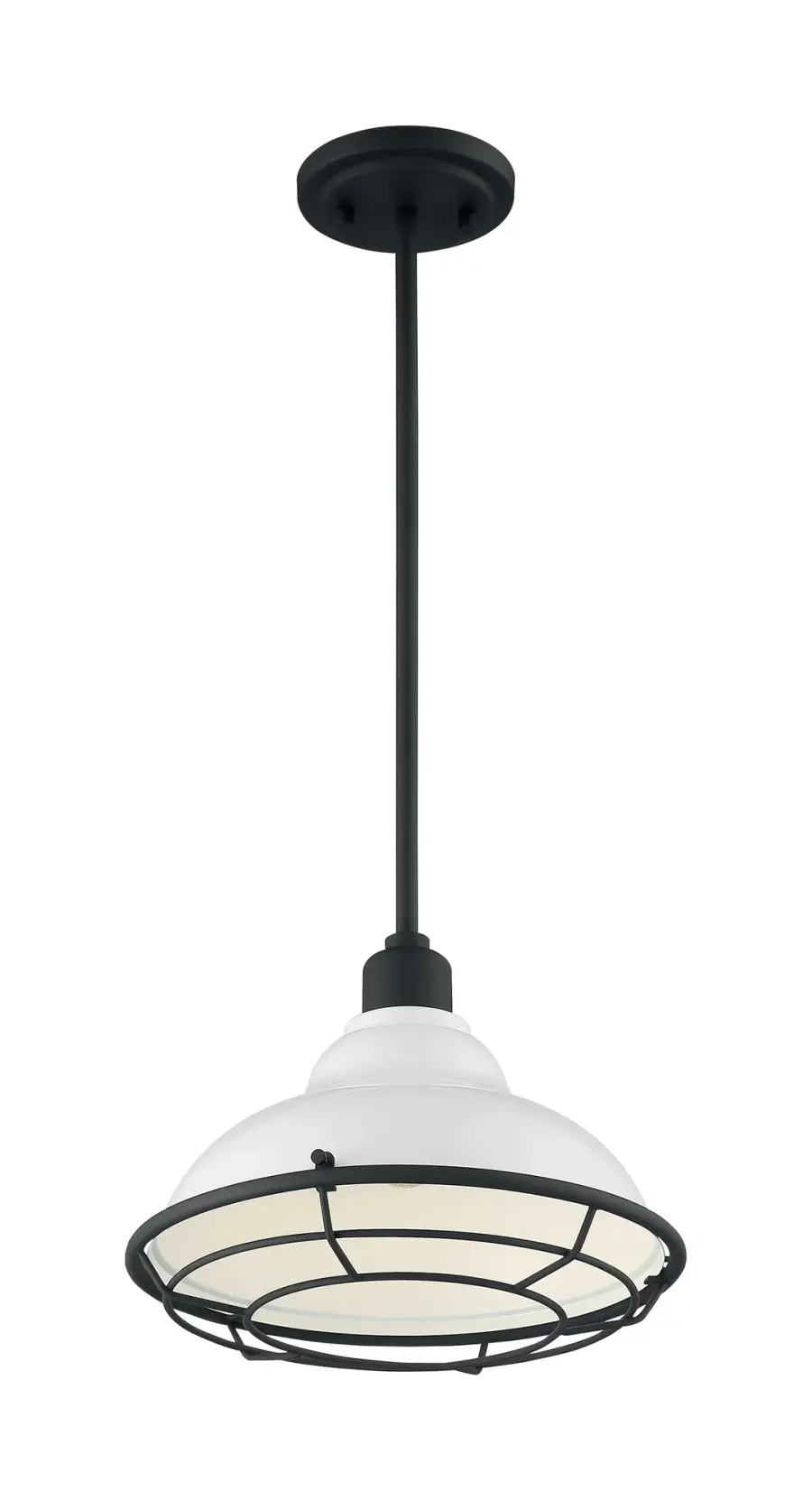 Newbridge Large Pendant - Gloss White with Textured Black Accents - Image 1