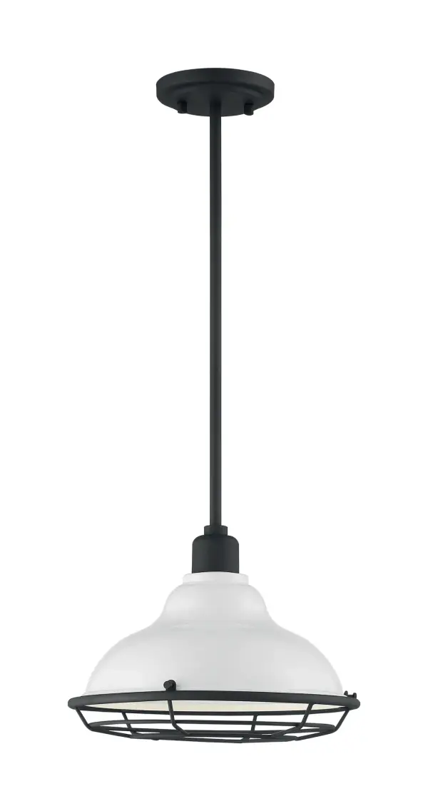 Newbridge Large Pendant - Gloss White with Textured Black Accents - Image 3