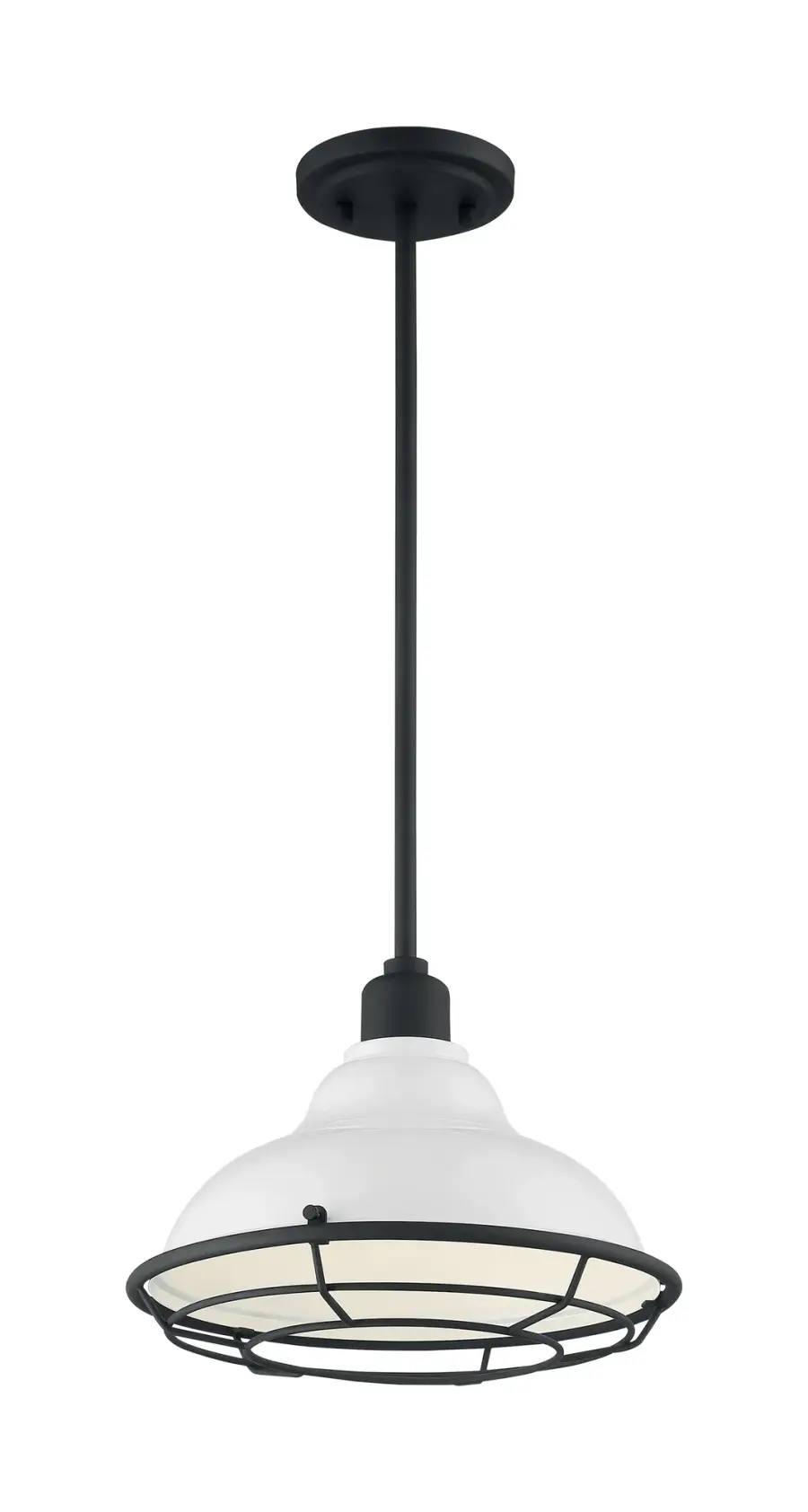 Newbridge Large Pendant - Gloss White with Textured Black Accents - Image 4