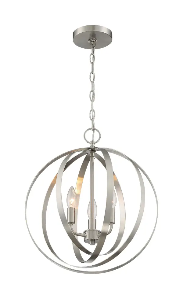 The Pendleton pendant combines industrial design with transitional appeal through its distinctive concentric circular bands and 16-inch orb silhouette. Perfect as a standalone statement or grouped in multiples over islands. - alternate view