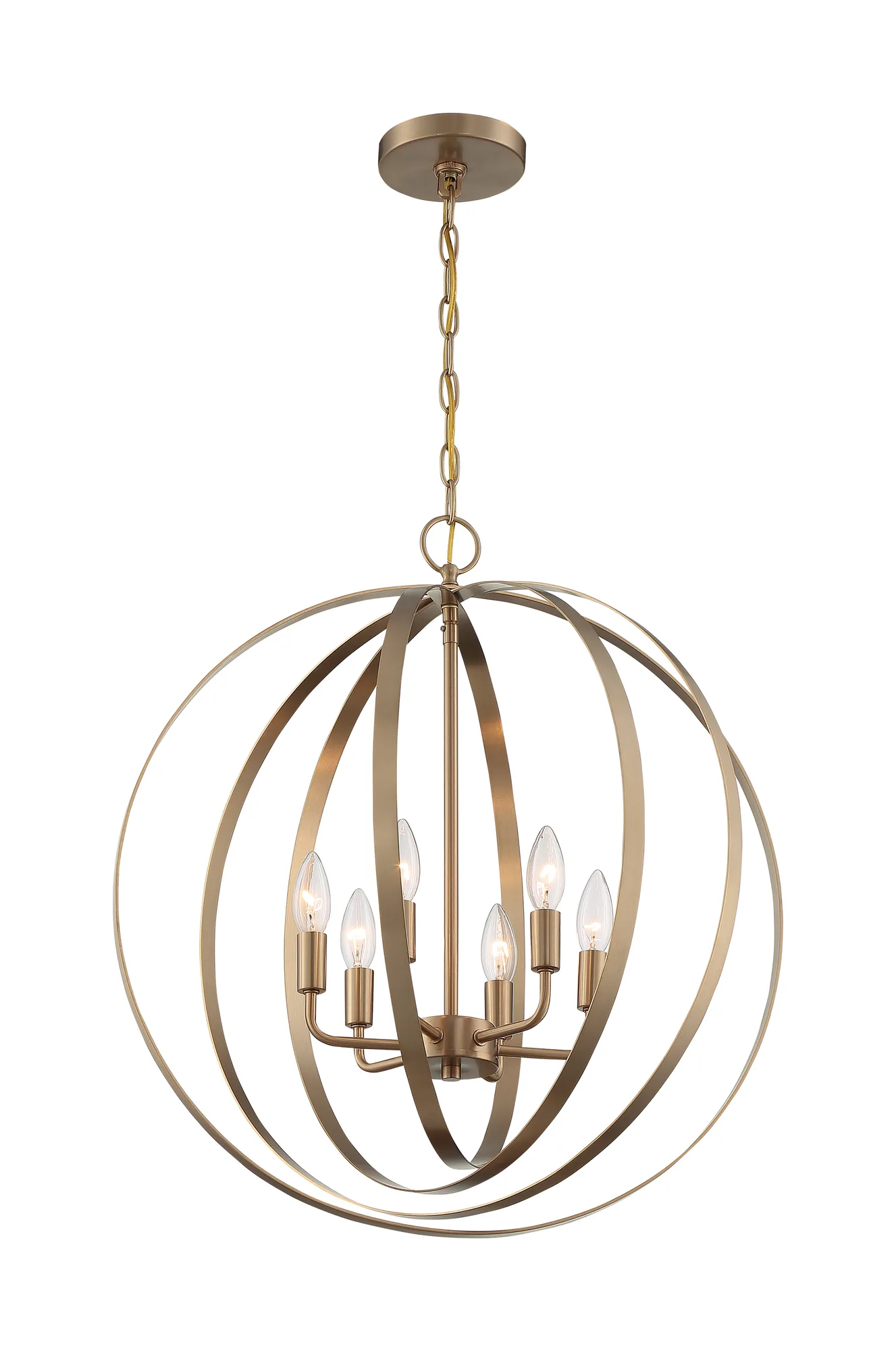 Pendleton 6-Light Pendant in Burnished Brass