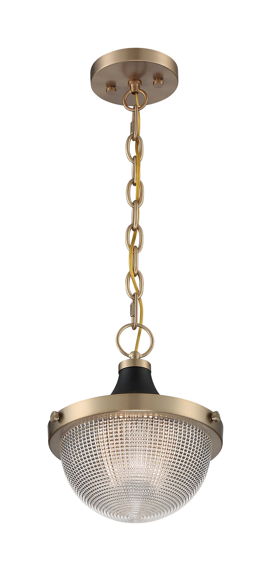 Faro Small Pendant - Burnished Brass with Black Accents