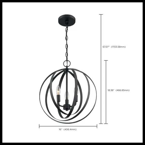 Pendleton 3-Light Pendant in Matte Black - Image 6