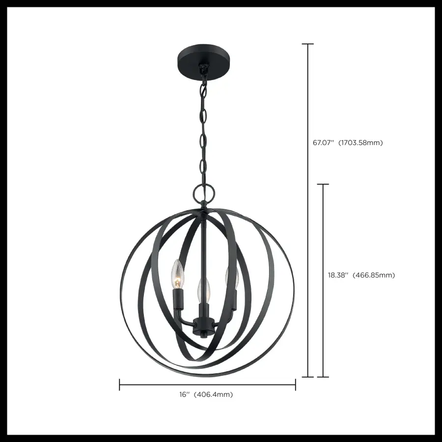 Pendleton 3-Light Pendant in Matte Black - Image 6