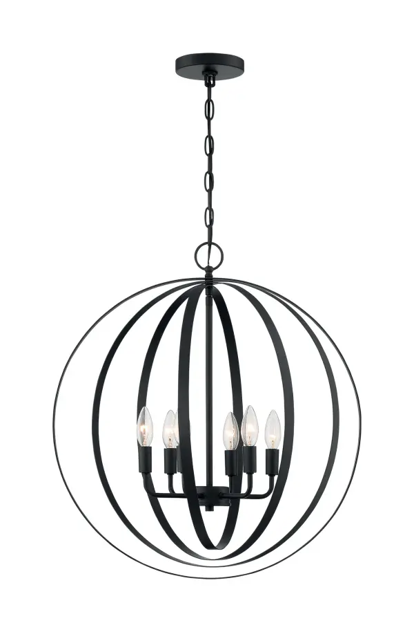 Pendleton 6-Light Orb Pendant in Matte Black - Image 3