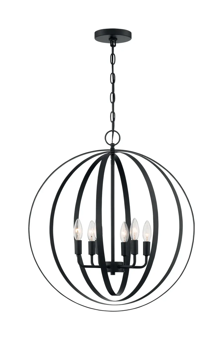 Pendleton 6-Light Orb Pendant in Matte Black - Image 3
