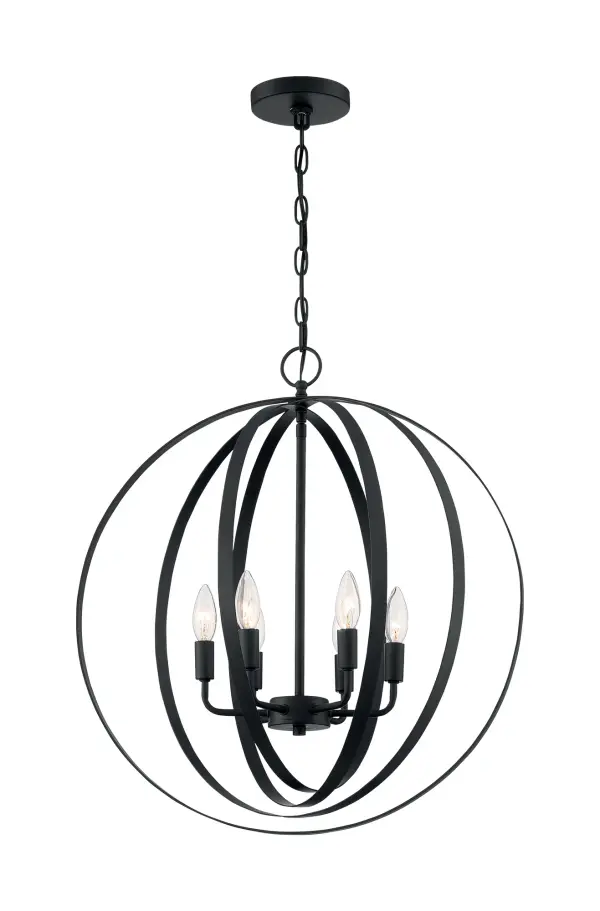Pendleton 6-Light Orb Pendant in Matte Black - Image 4