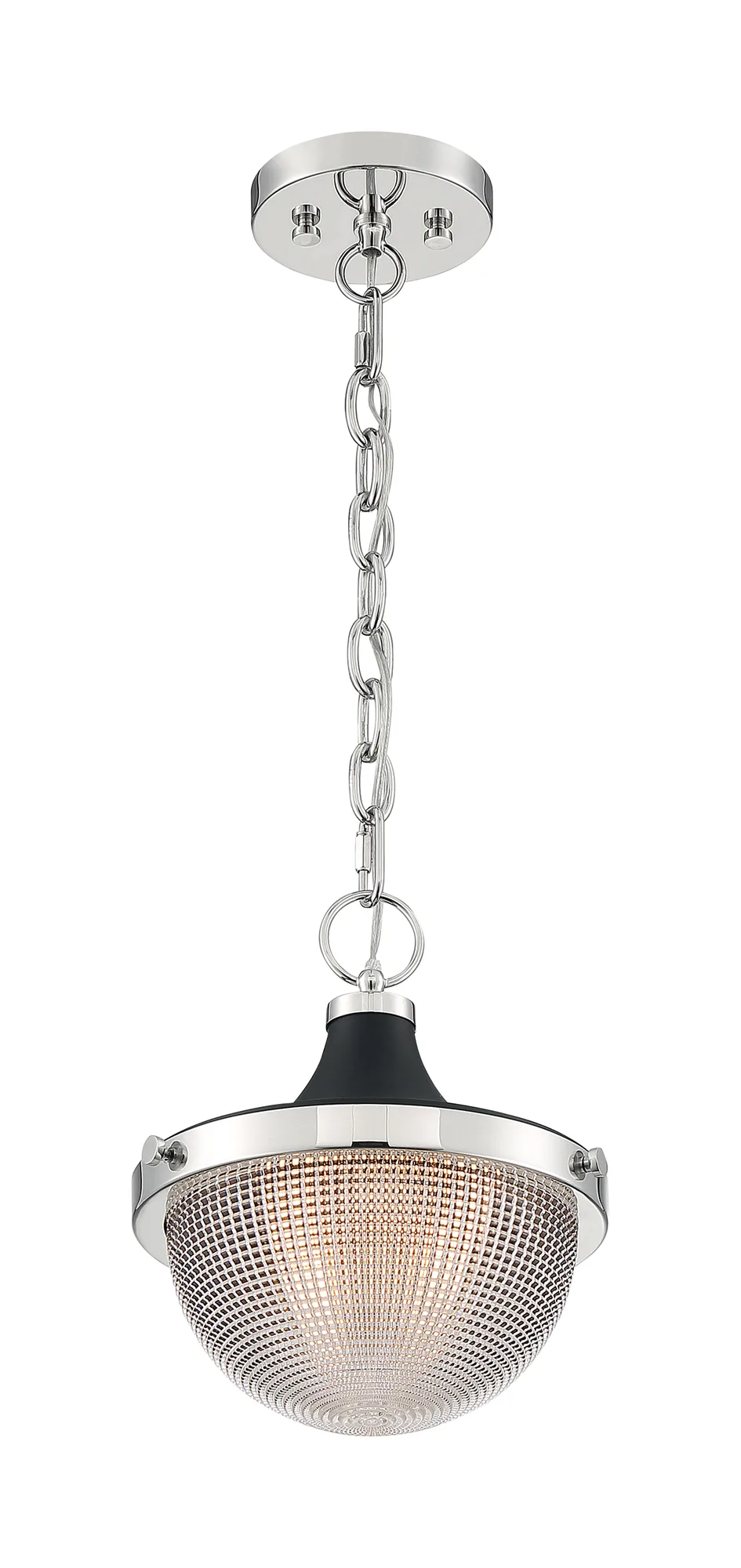 Faro Small Pendant - Polished Nickel with Black Accents