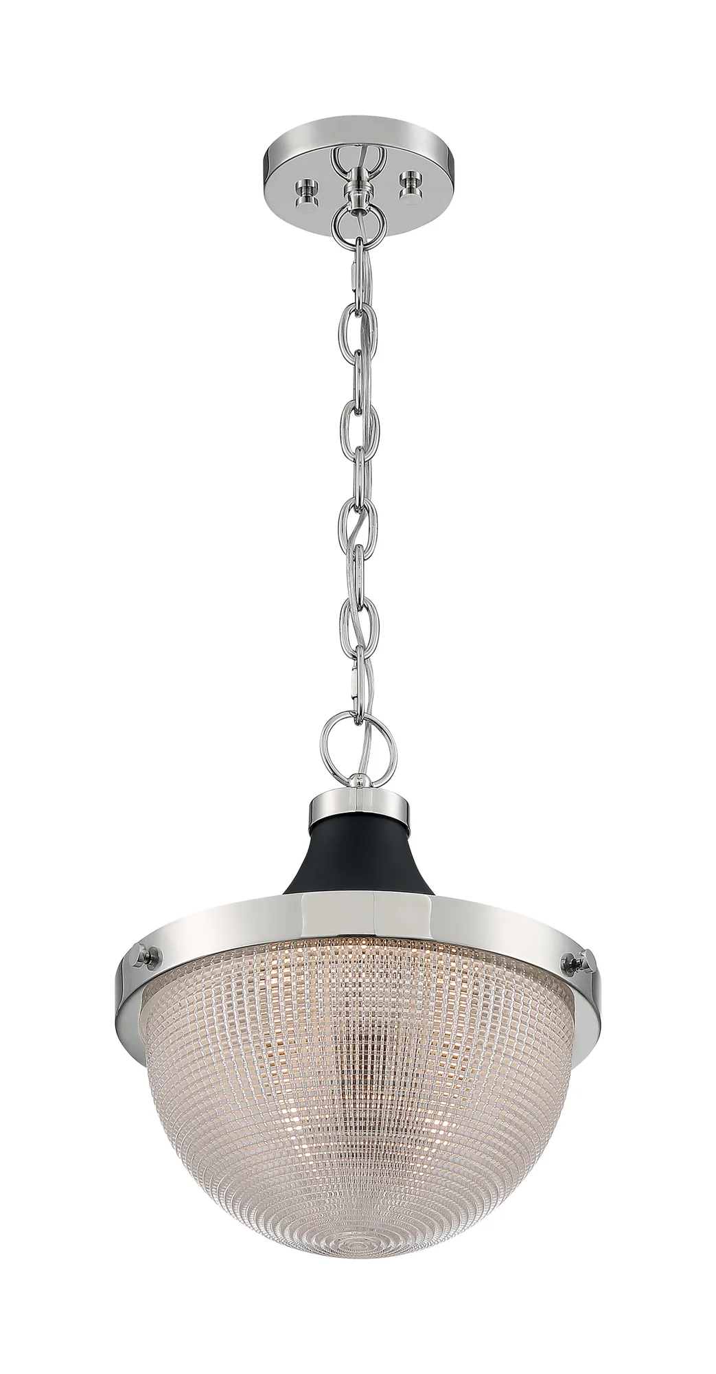 Faro Large Pendant - Polished Nickel with Black Accents