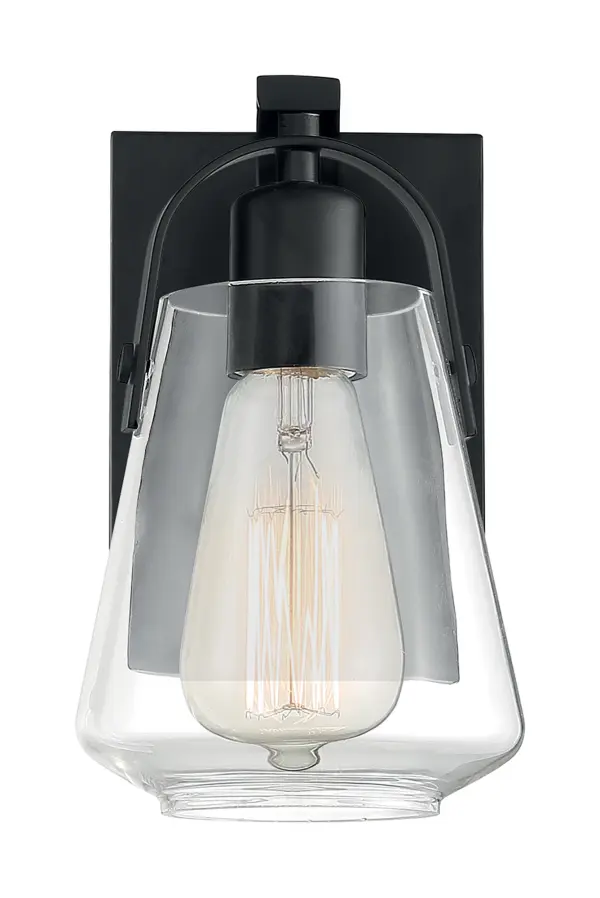 Skybridge 1-Light Vanity Fixture in Matte Black with Clear Glass - Image 3
