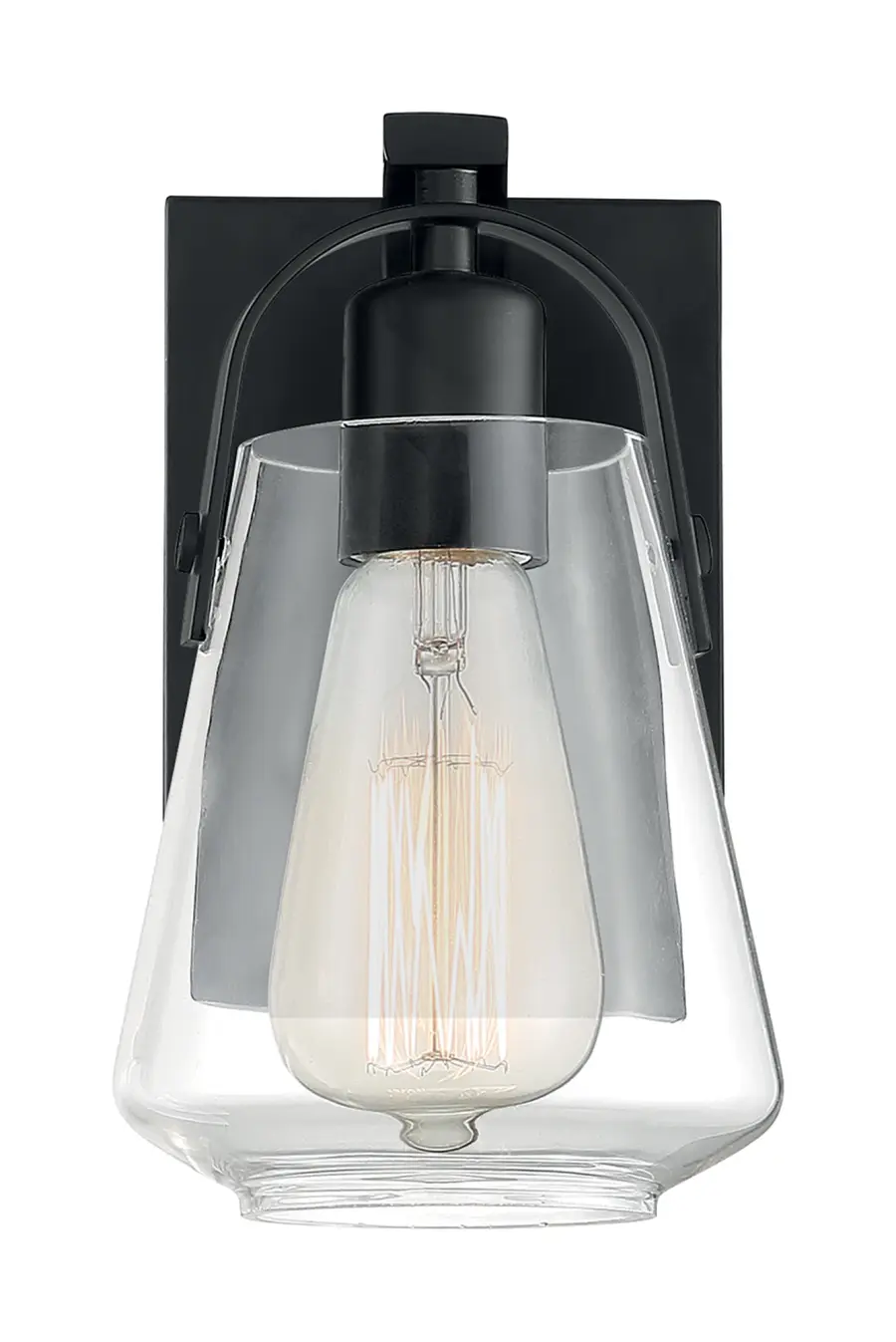Skybridge 1-Light Vanity Fixture in Matte Black with Clear Glass - Image 3