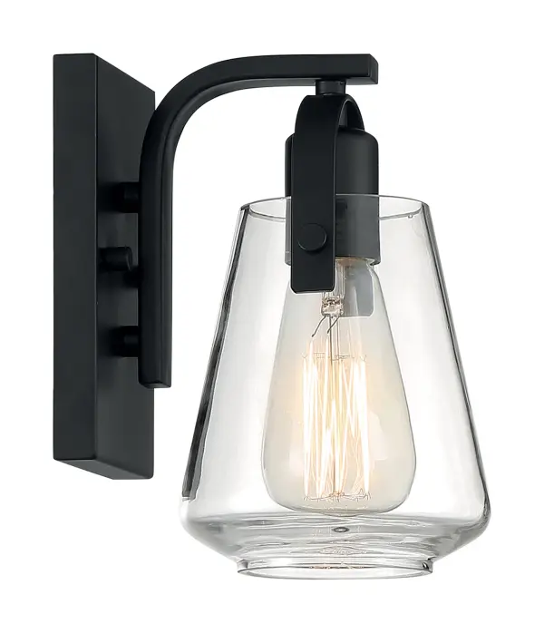Skybridge 1-Light Vanity Fixture in Matte Black with Clear Glass - Image 4