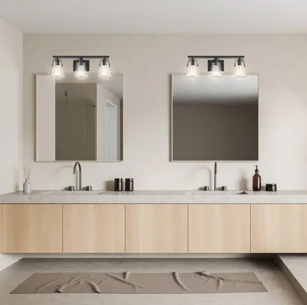 Skybridge 3-Light Vanity Fixture in Matte Black with Clear Glass - Image 6