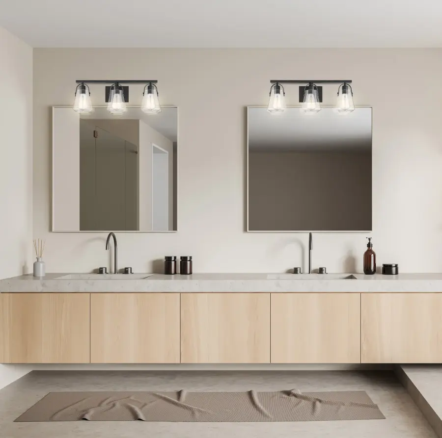 Skybridge 3-Light Vanity Fixture in Matte Black with Clear Glass - Image 6