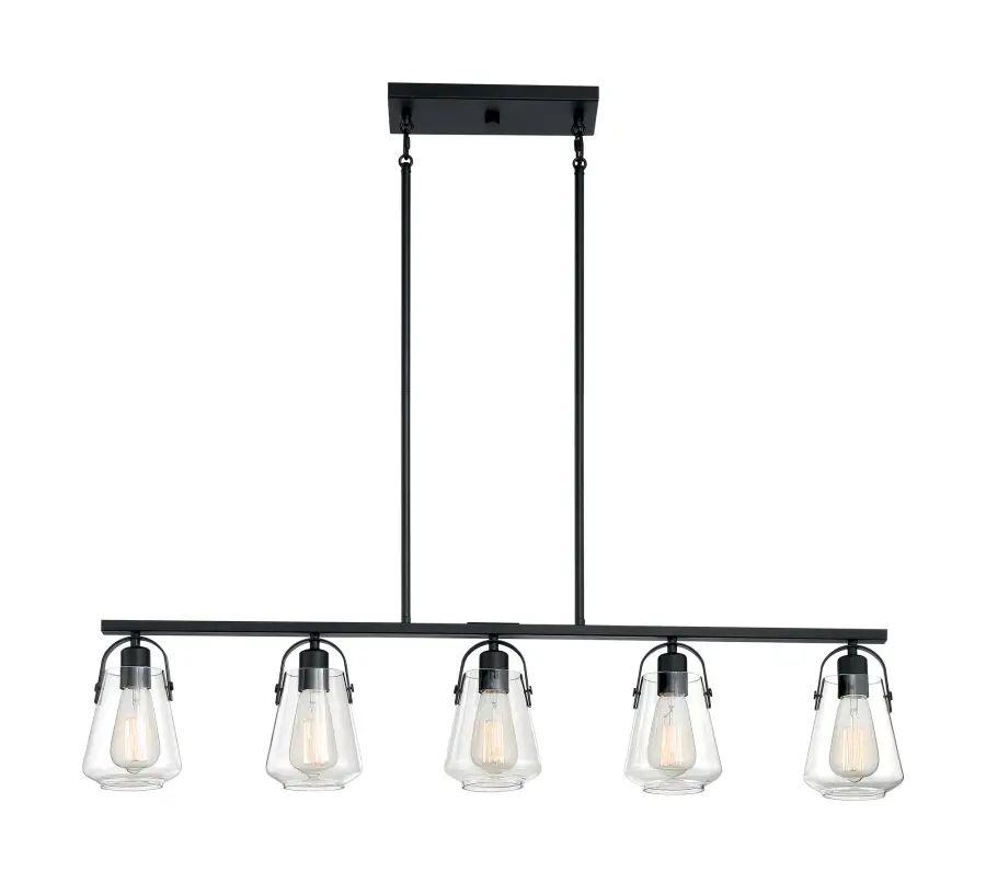 Skybridge 5-Light Island Pendant in Matte Black with Clear Glass - Image 3