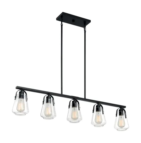 Skybridge 5-Light Island Pendant in Matte Black with Clear Glass - Image 4